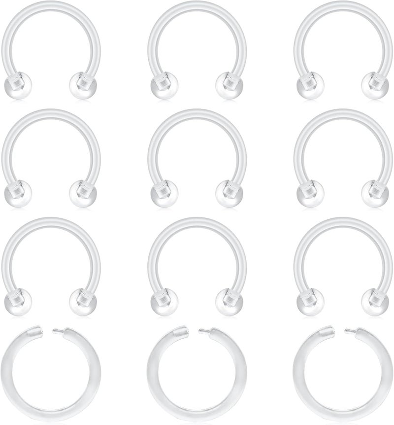 Clear Earrings Plastic Earrings for Sports 16g Clear Cartilage Earrings Stud Plastic Helix Tragus Earring Medusa Monroe Piercing Retainer Clear Lip Rings Labret Retainers for Work Surgery